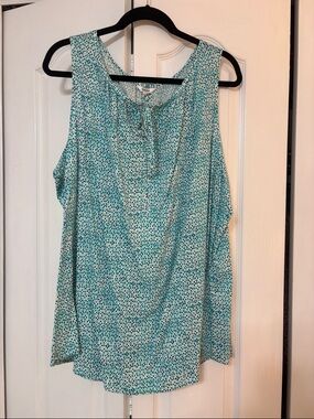Sonoma Teal Micro-Spot Sleeveless Tank with Neck Tie